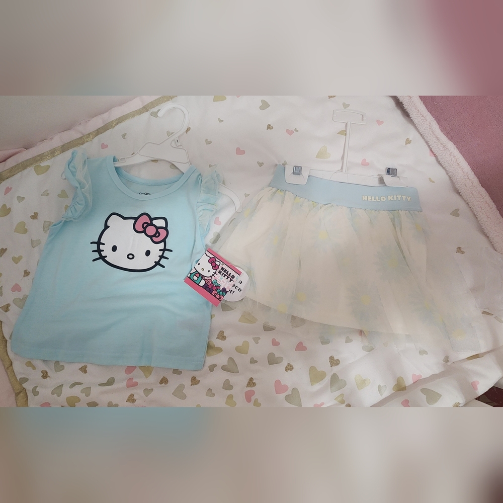 Hello Kitty 2 Piece Skirt Tutu Set Toddler Girls NWT Size 3T